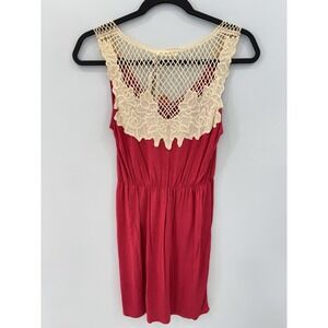 Tulle Anthropologie S Red Sleeveless Dress Lace Back Fit Flare Lightweight Read